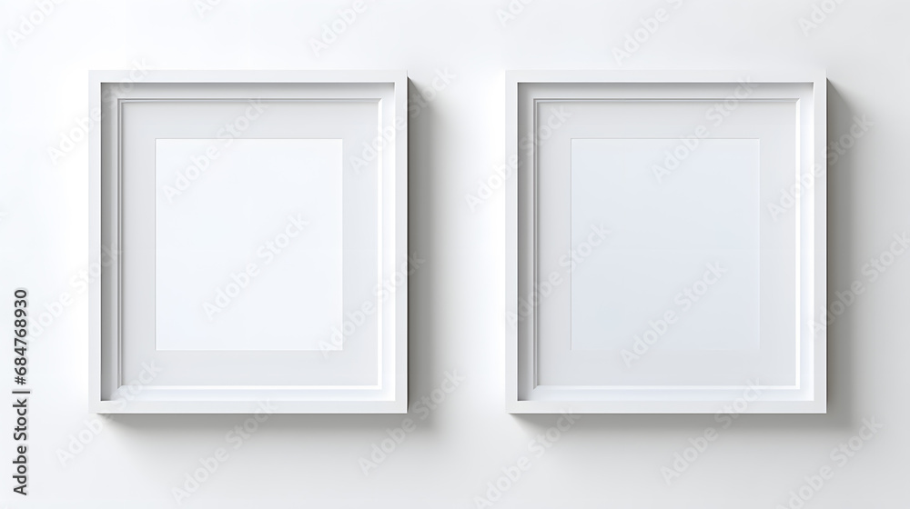 Blank white frames on the wall mockup