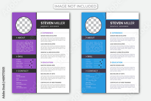 Vector minimalist cv template with photo space.simple new stander professional resume design.