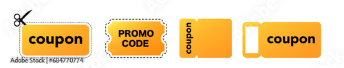Discount yellow coupon icon. Promocode sale discount ticket.Promo code tag vector icon.