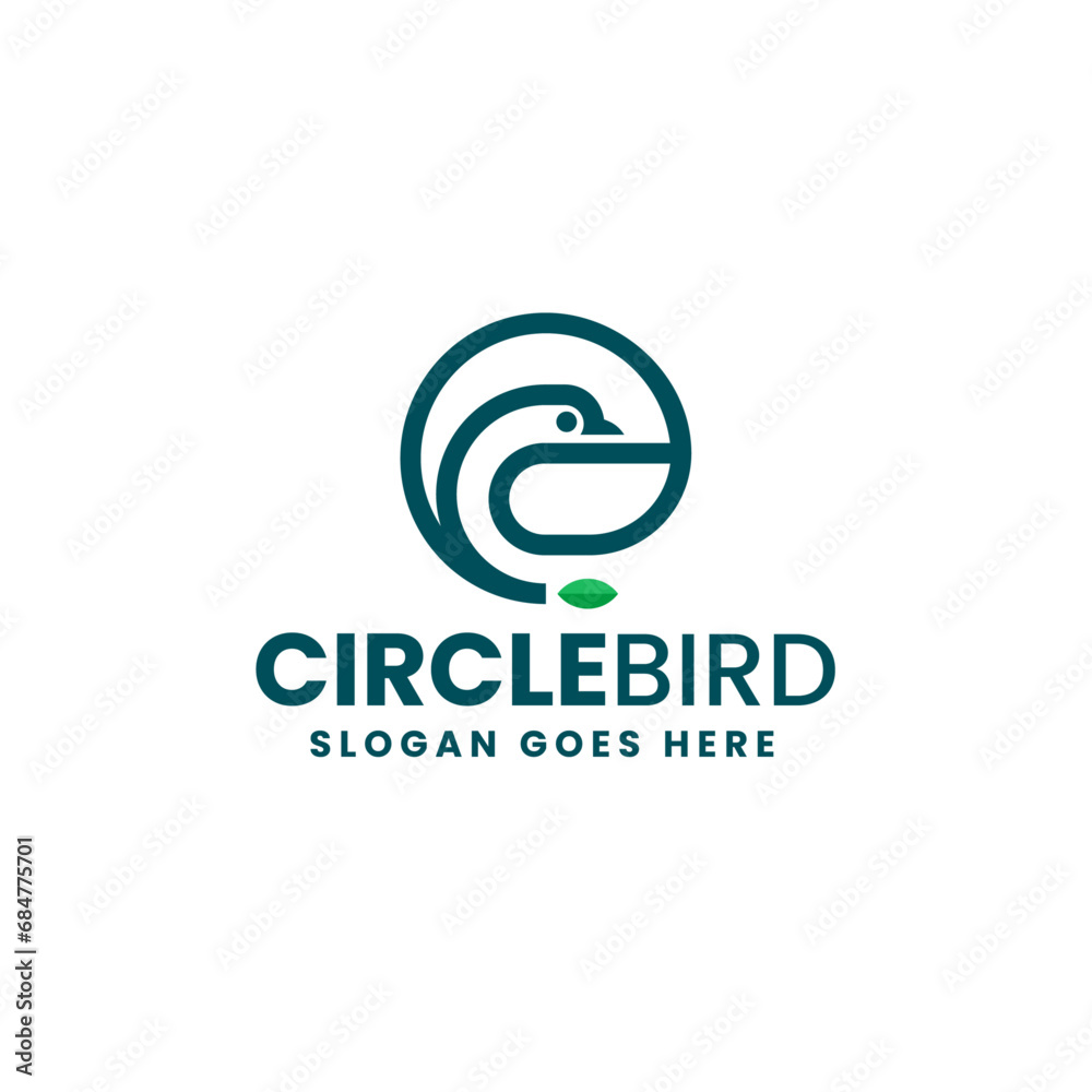 Vector Logo Illustration Circle Bird Gradient Line Art Style