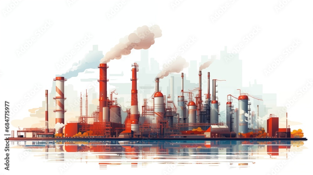 Obraz premium Industrial landscape with factories and smoking chimneys