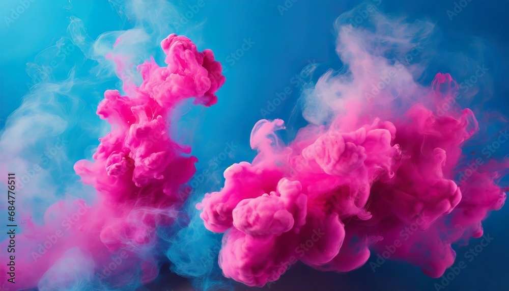 puffs of pink smoke in front of a blue background stock photo in the style of bold color blobs resin juxtaposed imagery realistic hyper detail