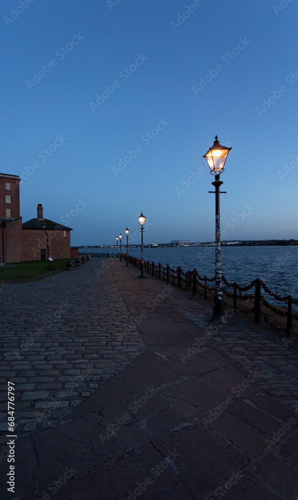 Liverpool Waterfront near Albert Dock, United Kingdom, during early evening