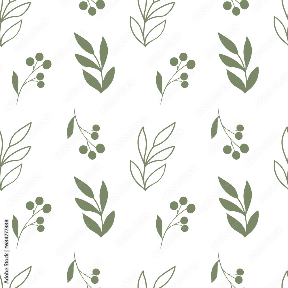 Seamless pattern with vector leaves