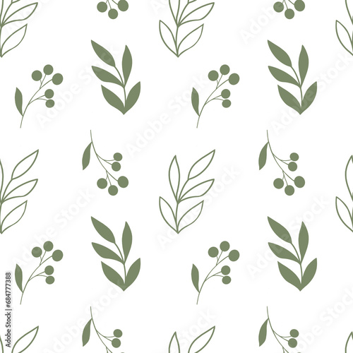 Seamless pattern with vector leaves