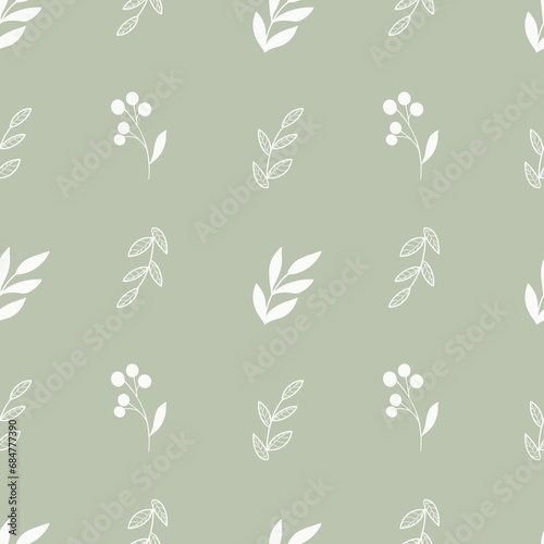 Seamless pattern with vector leaves