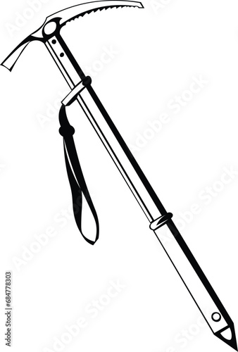 Cartoon Black and White Isolated Illustration Vector Of A Climbers Axe