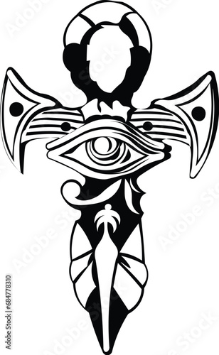 Cartoon Black and White Isolated Illustration Vector Of An Egyptian Hieroglyphic