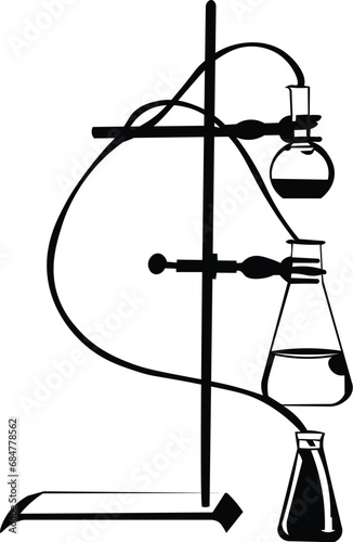 Cartoon Black and White Isolated Illustration Vector Of Scientific Glassware for Laboratories