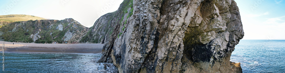 Ultra Wide High Resolution and High Angle View of Most Beautiful British Tourist Attraction and Sea View of Durdle Door Ocean, England UK Ultra Wide High Resolution and High Angle View of Most Beautiful British Tourist Attraction and Sea View of Durdle Door Ocean, England UK