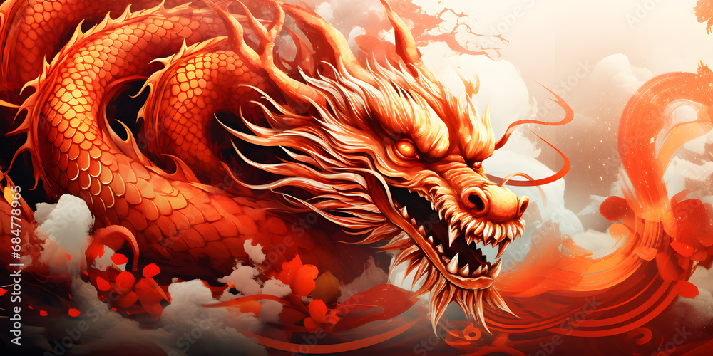 red dragon head on black illustration, dragon, fish, vector, flower, animal, art, nature, design, pattern, cartoon, decoration, 