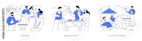 Outdoor BBQ isolated cartoon vector illustrations se