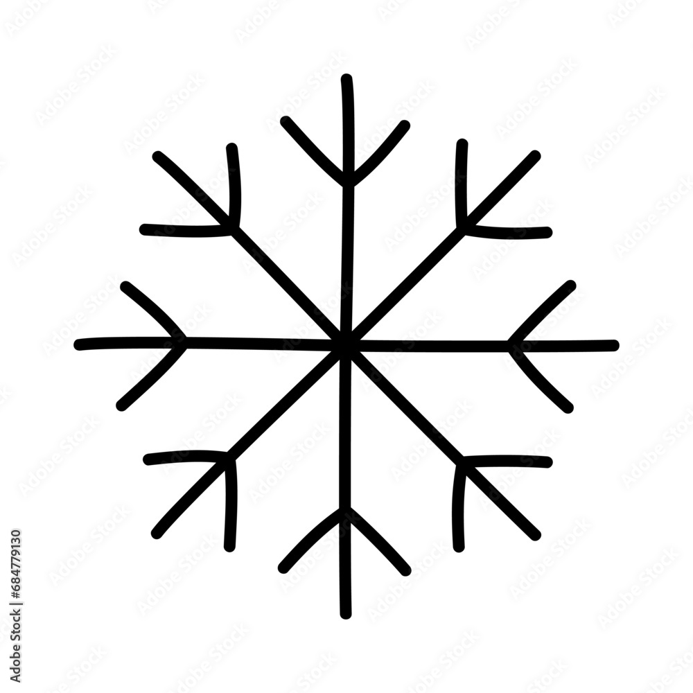 Doodle Christmas snowflake isolated on white. Vector illustration. Doodle Christmas snowflake isolated on white. Vector illustration.