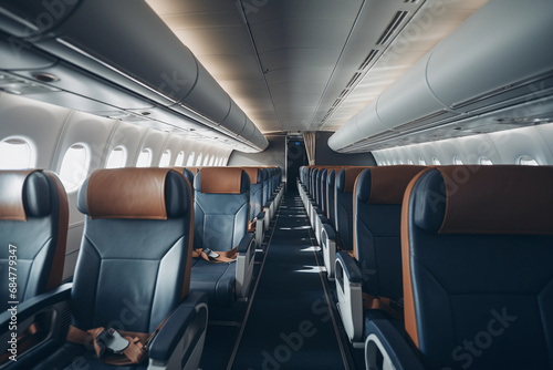 Inside empty passenger aircraft cabin
