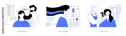 Hair salon isolated cartoon vector illustrations se
