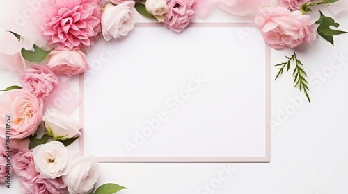 A frame for wedding invitations with a top view
