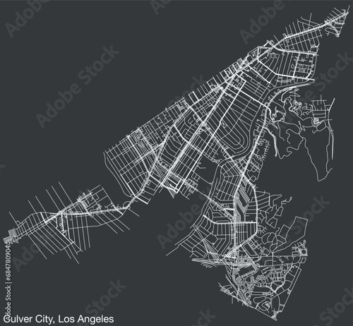 Detailed hand-drawn navigational urban street roads map of the CITY OF CULVER CITY of the American LOS ANGELES CITY COUNCIL, UNITED STATES with vivid road lines and name tag on solid background
