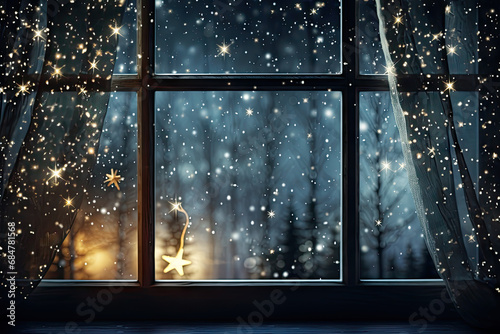 A window with a view of the snow outside