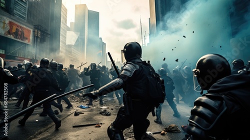 capturing the tumultuous clash between riot police and protesters © cff999