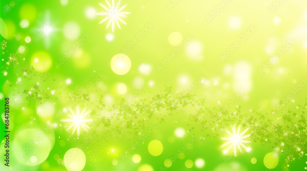 Abstract background with chartreuse Green blurred bokeh. Lights that glitter and dazzle. Soft antique blurred card with a banner. Abstract background with chartreuse Green blurred bokeh. Lights that glitter and dazzle. Soft antique blurred card with a banner.