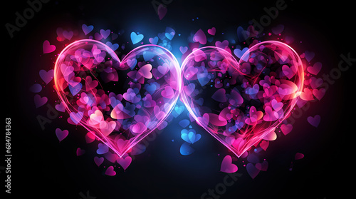 Abstract valentines day background, neon light concept colorful new hd wallpaper, valentine's day hearts and love