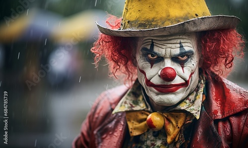 candid portrait of an unhappy clown  photo