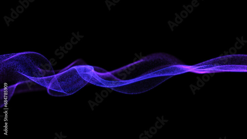 Abstract flowing smooth fractal waves background. Digital network. Big Data