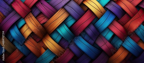  a multicolored background with a diagonal pattern of strips of colored thread on top of each other in the center of the image.