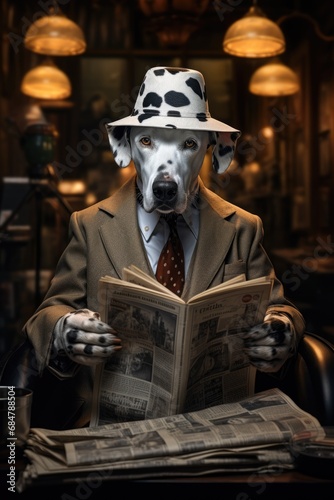 A dog is reading the newspaper  © cff999