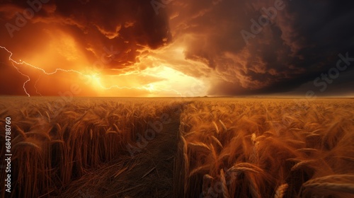 Burning fields with grain crops. Disasters and environmental disasters. photo