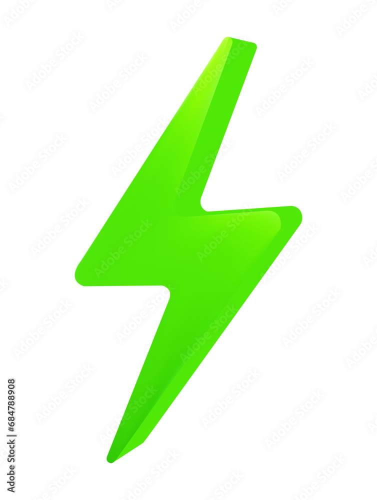 3d green flash icon. Electric power symbol, lightning bolt sign in the circle, green renewable energy concept, futuristic technology. Ecology clean energy concept. Vector illustration 3d green flash icon. Electric power symbol, lightning bolt sign in the circle, green renewable energy concept, futuristic technology. Ecology clean energy concept. Vector illustration