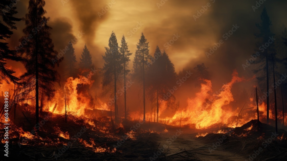 Forest fire disaster is burning caused by humans Forest fire disaster is burning caused by humans