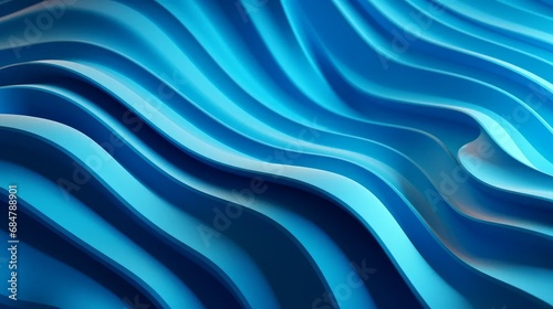 Three dimensional render of blue wavy pattern photo