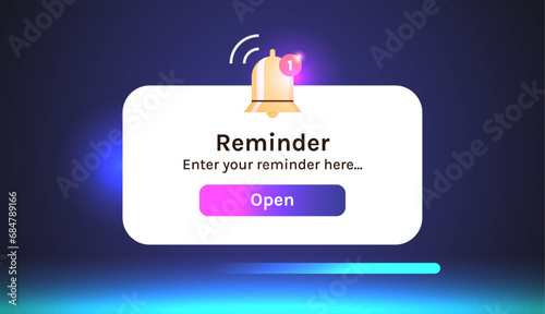 Reminder, notification page with floating elements and business planning, events, timetable flat vector illustration.