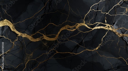 Black marble texture with gold veins