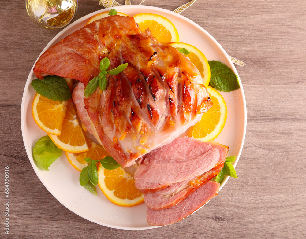 marmalade glazed gammon joint Stock Photo Adobe Stock