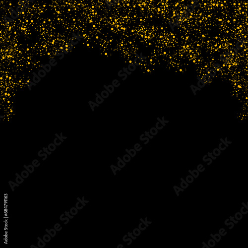 Golden yellow glittery shimmering glam splash particles