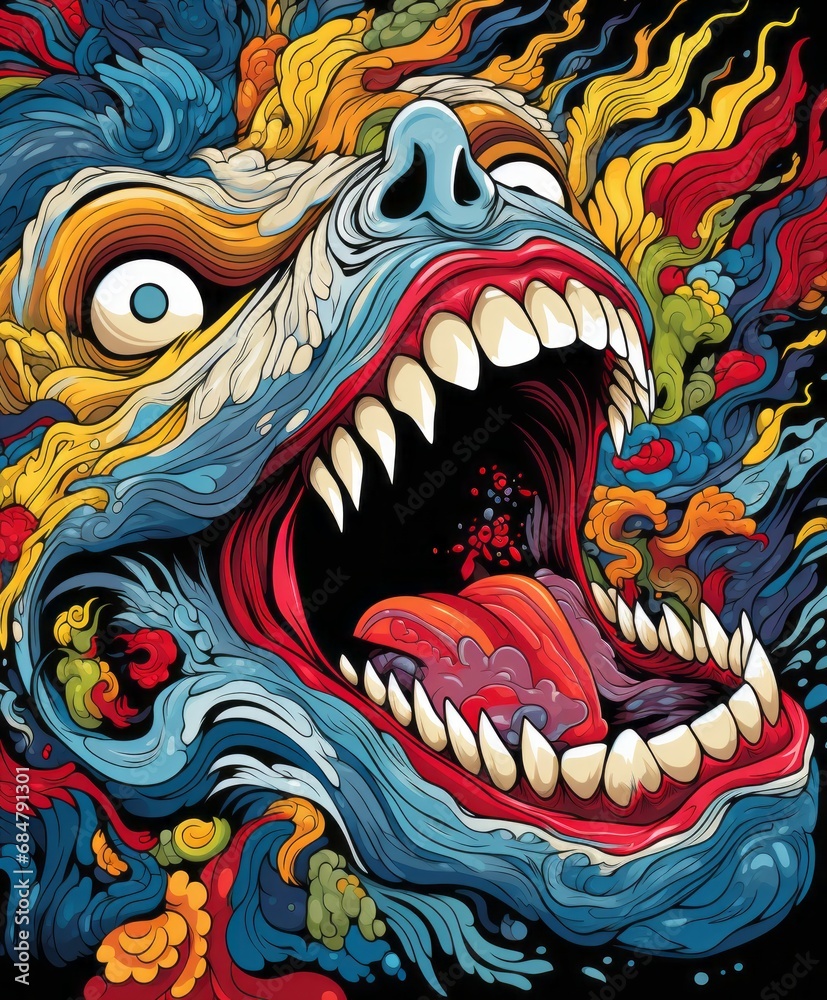 60s horror Sci-fi b-movies style illustration Stock Illustration
