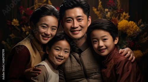 Portrait of a Chinese family.