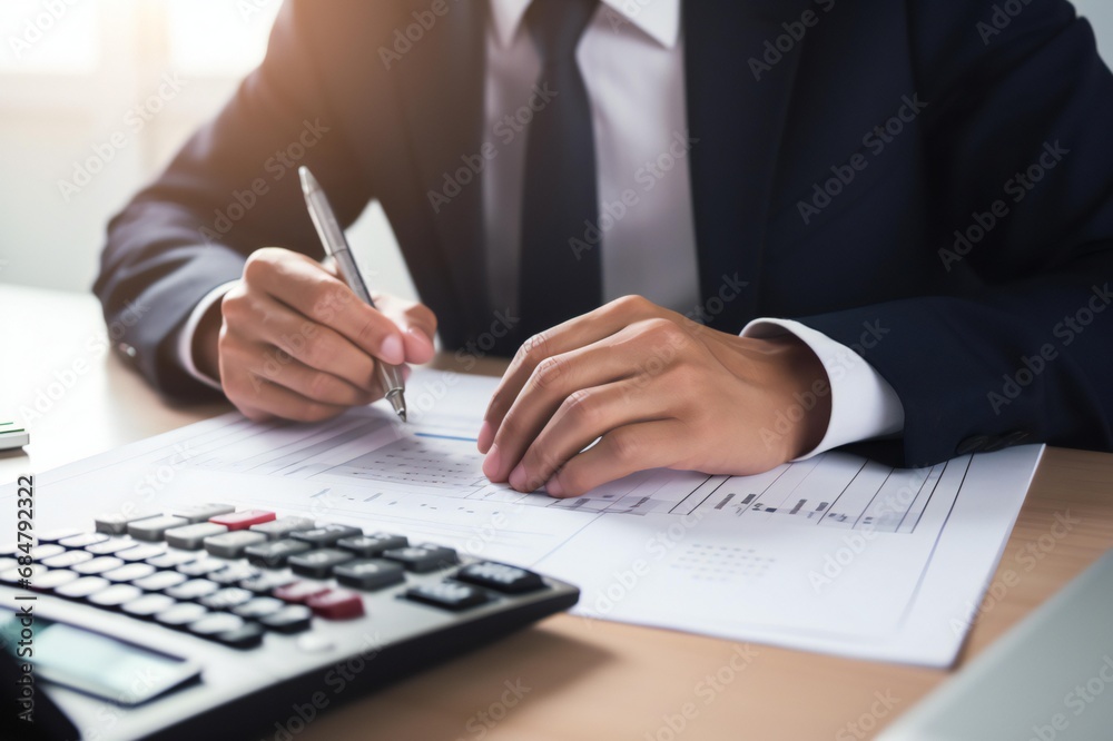 Close-up Of A Professional Analyzing Financial Records Attentively