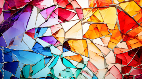 Broken glass background. Colorful broken glass texture. Abstract background photo