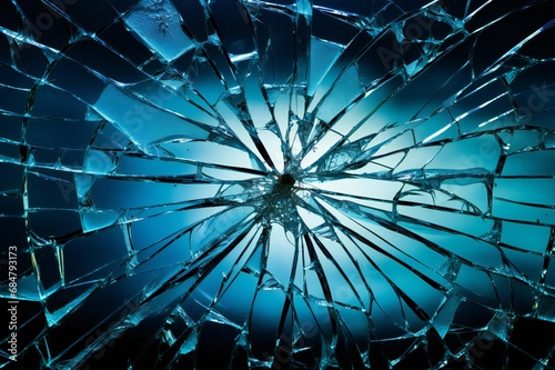 Abstract Macro Image: Shattered Glass Surface with Visible Fractures