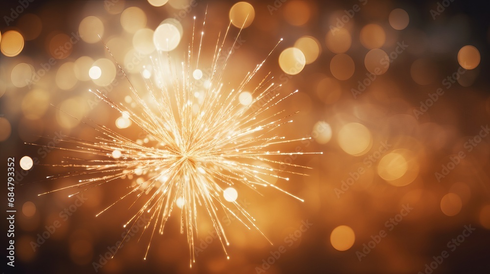 Fototapeta premium Golden sparkles fly in the sky background