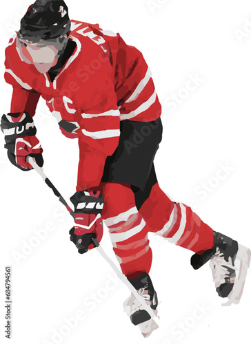 ice hockey player plays hockey