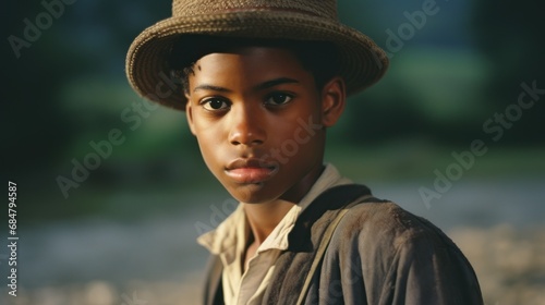 Close-up photo of African farmer boy