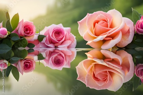 bouquet of roses floating on water in a sunny day
