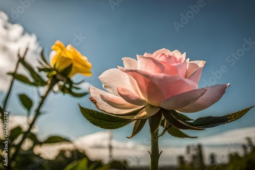 Pink and yellow rose flower