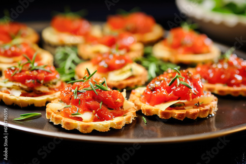 appetizer pieces of red fish on a waffle
