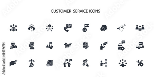 Customer service icon set.vector.Editable stroke.linear style sign for use web design,logo.Symbol illustration.