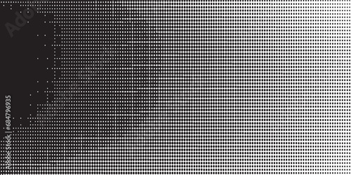 Halftone faded gradient texture. Grunge halftone grit background. White and black sand noise wallpaper